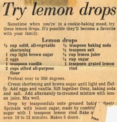 an old newspaper article about lemon drops