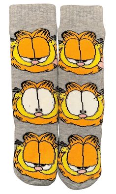 GARFIELD CAT Ladies Cozy Warmer Slipper Socks Shoe Size 4-10 Shell 80% Acrylic, 19% Polyester, 1% Spandex Lining 100% Polyester High Point Design Brand Garfield Cat, Point Design, Tea Towel Gift, Disney Dogs, Pj Shorts, Warm Slippers, Crazy Socks, Crazy Dog, Novelty Socks