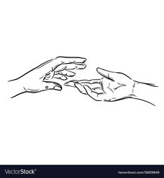 two hands reaching for each other in black and white