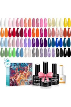 Kaphimer 36 Colors Gel Nail Polish Set - 7.5ml UV Gel Polish Kit with Base and Top Coat, Long-lasting Soak Off Gel Polish Nail Art Starter Kit for Acrylic Nails, Manicure Gifts (A-Multicolor) Gel Polish Nail Art, Nail Polish Set, Gel Nail Polish Set, Nails Manicure, Soak Off Gel, Uv Gel, Gel Nail, Gel Nail Polish, Starter Kit