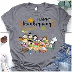 Happy Thanksgiving Snoopy And Friends Party T Shirt Design By Shitrless Fashion. A shirt is a versatile item of clothing with an assortment of styles and designs. Typically made of various fabrics such as cotton, silk, or polyester, shirts are a necessary article of clothing for people of both genders. They are formal or informal, available in a range of lengths and styles, and typically act as a blank canvas for the embellishment of artwork, patterns, and phrases. Shirts are a staple item that Happy Thanksgiving Snoopy, Peanuts Thanksgiving, Snoopy And Friends, Sopwith Camel, Friends Party, Fall Tee, Thanksgiving Shirts