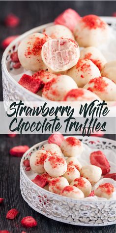 strawberry white chocolate truffles with red sprinkles