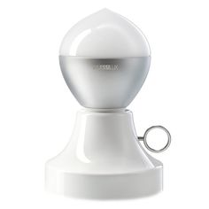 a white object with a keychain attached to it's side on a white background