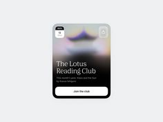 the lotus reading club app is displayed on an iphone screen, with blurry background