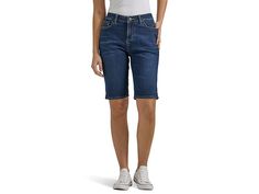 Lee Legendary Bermuda - Women's Shorts : Everything I Got : The classic knee-length Lee Legendary Bermuda shorts are perfect for a comfortable yet stylish look for lounging on the weekend. Regular fit. Mid-rise. Pull-on style. Belt loops on the waist. Zip-fly and button closure. Classic five-pocket styling. Knee-length denim shorts. 70% cotton, 29% polyester, 1% spandex. Machine wash, tumble dry. Imported. Measurements: Waist Measurement: 30 in Outseam: 19 in Inseam: 11 in Front Rise: 11 in Back Knee Length Denim Shorts, Waist Measurement, Long Sleeve Plaid, Above The Knee, Recycled Cotton, Short Outfits, The Weekend, Women's Shorts, Bermuda Shorts