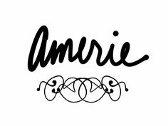 the word amrie written in cursive writing on a white background with black ink