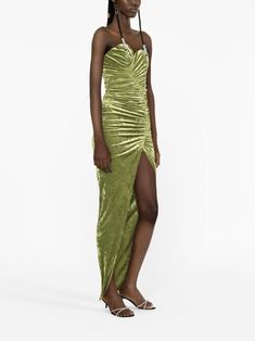 Alexandre Vauthier Velvet Gathered Strapless Dress - Farfetch Green Strapless Dress With Sweetheart Neckline For Gala, Glamorous Strapless Velvet Dress, Glamorous Velvet Strapless Dress, Strapless Green Evening Dress With Ruched Bodice, Strapless Green Evening Dress For Night Out, Chic Green Strapless Evening Dress, Green Strapless Evening Dress For Night Out, Velvet Ruched Dress For Gala, Ruched Velvet Gala Dress