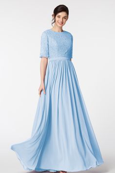 Modest LDS Lace Baby Blue Bridesmaid Dresses Elbow Sleeves Latter Day Bride Prom Dresses, Light Blue Bridesmaid Dresses Long, Baby Blue Bridesmaid, Blue Bridesmaid Gowns, Baby Blue Bridesmaid Dresses, Light Blue Bridesmaid Dresses, Sky Blue Bridesmaid Dresses, Prom Bridesmaid Dress, Long Sleeve Bridesmaid Dress