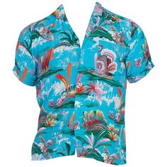 1970S Teal Rayon Men's 40S Style Tropical Hawaiian Shirt Men 40s Style, Grease Outfits 1950s, Grease Outfits, 80s Summer, 1970s Men, Pee Pee, 40s Style, Rockabilly Outfits, 1940s Style