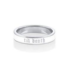 A piece to honor those in your life whose love lasts forever, the Til Death band is perfect for stacking or wearing solo. Due to the width of this band, we recommend sizing a half size up, especially when stacking. Available in 18k gold. Contact us for pricing. Love Lasts Forever, Marrow Fine, 14k Gold Wedding Band, Dear Future, Color Shampoo, Wedding Aesthetic, Unique Wedding Bands, Gold Ring Stack, Classy Jewelry