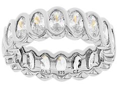 Bella Luce ® white diamond simulant 6.15ctw oval, rhodium over sterling silver eternity band ring. Measures approximately 0.88"L x 0.25"W and is not sizable. The diamond equivalent weight is 3.78ctw. Oval White Gold Eternity Band With Vs Clarity, Silver Oval Eternity Band With Diamond Accents, Oval Silver Eternity Band For Formal Occasions, Oval Cubic Zirconia Eternity Band For Anniversary, Oval Cubic Zirconia Eternity Band In White Gold, Fine Jewelry Oval White Eternity Band, Silver Oval Eternity Band With Brilliant Cut, Oval White Gold Cubic Zirconia Eternity Band, Fine Jewelry White Oval Eternity Band