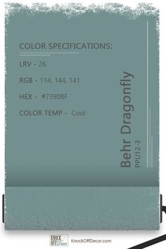 a blue business card with the words color specfications