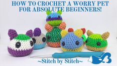 there are crocheted animals that have been made to look like they are ready for knitting