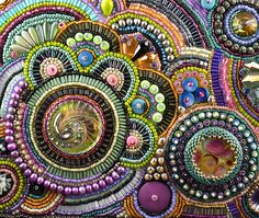 an art work made out of beads and buttons