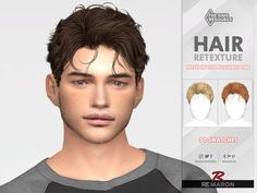 an image of a male avatar with different hair colors and textures for the game hairs