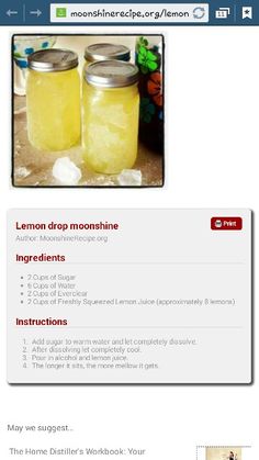 the recipe for lemon drop - in is shown on the webpage, and it appears to be made from scratchsticks