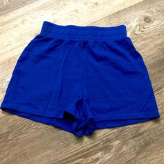 Rich Blue Shorts With A Wide High Waist Band. Never Worn And Brand New. Gorgeous Paired With A White Tee And Your Favorite Tennis Shoes! Blue High-waisted Athleisure Shorts, Blue Cotton High-waisted Shorts, Blue High-waist Cotton Shorts, Zara High-waisted Denim Blue Shorts, Blue High-waisted Activewear Shorts With Elastic Waistband, Zara Shorts, Blue Shorts, Tennis Shoes, Zara