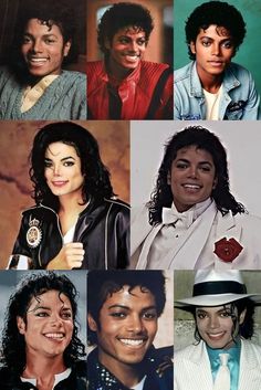 the many faces of michael jackson in different styles and colors, including one with long hair