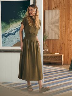 Coast To Coast Midi Dress - Military Olive Womens Packing List, Coast Dress, Tank Jumpsuit, Blue Dress Women, Organic Fabric, Coast To Coast, Navy Midi Dress, Dress Shirts For Women, Organic Fabrics