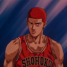 an animated image of a basketball player wearing a red uniform with the word shooki on it's chest