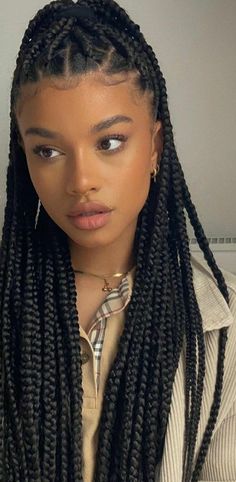 Box Braids Traditional, Layed Back Outfits, Goodest Box Braids, Rasta Braids Hairstyles, Simple Box Braids, Braids Butterfly Locs, Brazilian Braids, Individuals Braids, Box Braids Women