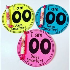 i am 100 days smarter stickers on a white surface with pink and blue markers