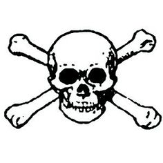 a skull and crossbones with two crossed bones on the bottom one is black