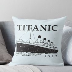 a black and white throw pillow with the words,'atlantic 1932'on it