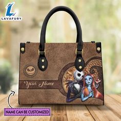 Custom Name Jack Skellington Pattern Brown Leather Premium Leather Handbag It’s a practical accessory for fashion-conscious individuals on the go and makes an excellent gift choice for special occasions. The bag is crafted with care and attention to detail, made of high-quality PU leather with a soft microfiber layer that protects your belongings. It features two zippered pockets, one flat pocket, and one detachable pocket, making it ideal for organizing your essentials. The bag is spacious enou Trendy Rectangular Satchel As Gift, Large Capacity Satchel Bag As Gift, Trendy Double Handle Satchel As Gift, Trendy Handheld Satchel For Gift, Trendy Top Handle Satchel As Gift, Trendy Handheld Bag For Personal Use, Shopping Tote Bag With Case Included, Satchel Shoulder Bag As A Gift, Leather Satchel As Gift