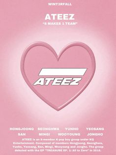 the poster for ateez's new album, featuring an image of a heart with