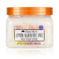 Enjoy this gentle exfoliator, the Tree Hut Shea Sugar Scrub with the amazing scent of Lemon Blueberry Tart. Tree Hut Sugar Scrubs are infused with Certified Shea Butter, and an array of natural oils, including Evening Primrose, Safflower Seed, Sweet Almond, Avocado, and Orange Oil. This scrub provides intense exfoliation AND moisturization, leaving your feeling soft and smooth while providing powerful hydration. Size: 18 oz.  Color: Multicolor. Sugar Scrubs From Target, Sugar Scrubs Tree Hut Collection, Women Watch Treehut, Tree Hut Face Mask, Blueberry Tart Recipe, Shea Sugar Scrub, Blueberry Tart, Exfoliating Body Scrub, Macadamia Oil