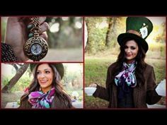 a collage of photos showing different women wearing hats and scarves, including a woman with a clock on her neck