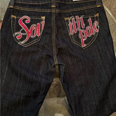 Vintage Southpole Embroidered Denim Jeans In Like New/ Unused Condition South Pole Jeans, Senior Ideas, Southpole Jeans, Clothing Wishlist, Embroidered Denim, Embroidered Jeans, South Pole, Denim Jumpsuit, Dark Wash Jeans