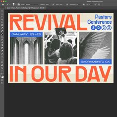 the poster for revival in our day is displayed on an image with red and black text