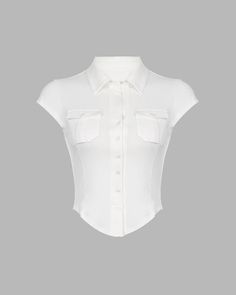 Details: Shirt with pockets designLength: NormalSleeve Length: ShortMaterials: 95% Cotton + 5% Spandex Pockets Design, White Corset, Cami Crop Top, Summer School, Pocket Shirt, Maxi Dresses Casual, Crop Top Blouse, Knitwear Cardigan, Cardigan Jacket