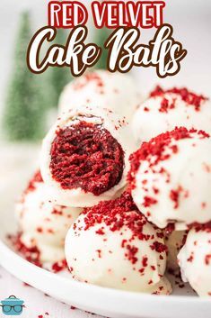 red velvet cake balls on a white plate