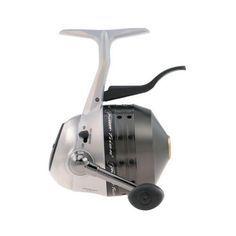 a spinning reel on a white background with clipping for the bottom section and handle