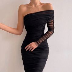 Size Small. Never Worn, Tags Still On It. Pofash One Shoulder Long Sleeve Mesh Bodycon Midi Dress Vestidos Para Baby Shower, Backless Gown, 파티 드레스, Evening Dresses With Sleeves, Cocktail Dress Wedding, Dress Sleeve Styles, فستان سهرة, Womens Cocktail Dresses, Midi Cocktail Dress