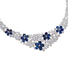 Diamonds Direct, Inspired Necklace, Diamond Bar, Pear Shaped, Diamond Shapes, Blue Sapphire, Sapphire, Diamonds, White Gold