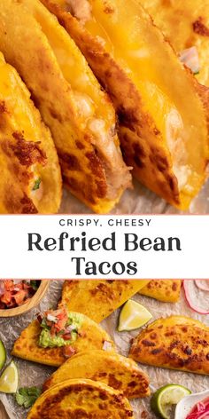 crispy, cheesy refried bean tacos are the perfect appetizer for any mexican meal