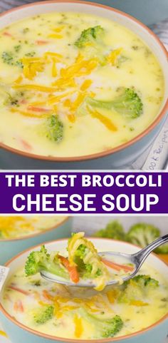 the best broccoli cheese soup in a bowl