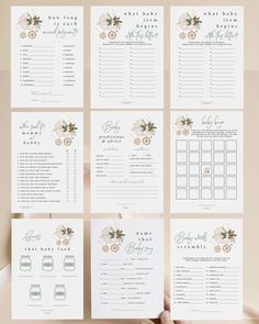 wedding seating cards with flowers and greenery on them