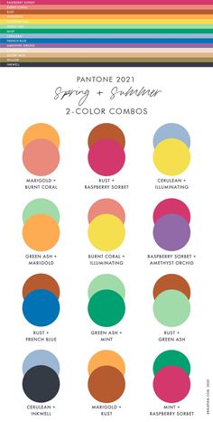 the pantone color chart for spring and summer 2012, with colors in different shades