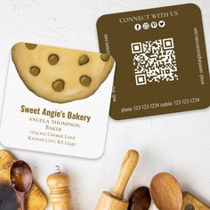 the business card is designed to look like a cookie