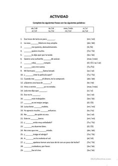 the spanish language worksheet for students to practice their english and latin - speaking skills