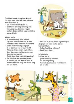 an image of children's book page with pictures of animals and people in the background