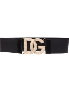 crystal-embellished DG belt from DOLCE & GABBANA featuring black, leather, crystal embellishment, stretch-design and signature DG plaque buckle. | Dolce & Gabbana crystal-embellished belt Dolce Gabbana Belt, Embellished Belt, Dolce E Gabbana, Belt Black, Crystal Embellishment, Black Belt, Belts For Women, Belt Buckles, Calf Skin