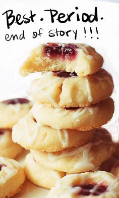 a stack of cookies with the words best - period end of story written on it