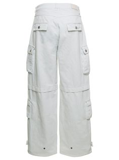 Cargo jeans Low waisted Belt loops Front button fastening Multi cargo pockets Tonal stitching White Cotton denim Oversized fitComposition: 100% Cotton White High-rise Utility Cargo Jeans, White Utility Cargo Jeans, White Denim Jeans With Patch Pockets, High Rise White Cargo Jeans With Five Pockets, High Rise White Cargo Jeans, White High Rise Cargo Jeans With Five Pockets, White Utility Denim Bottoms, White Denim Utility Bottoms, White Denim Cargo Bottoms