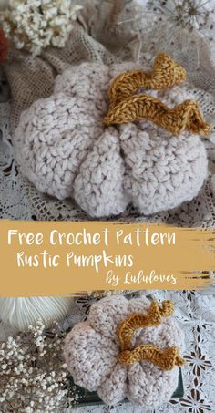 two crocheted pumpkins sitting on top of a doily with the words free crochet pattern